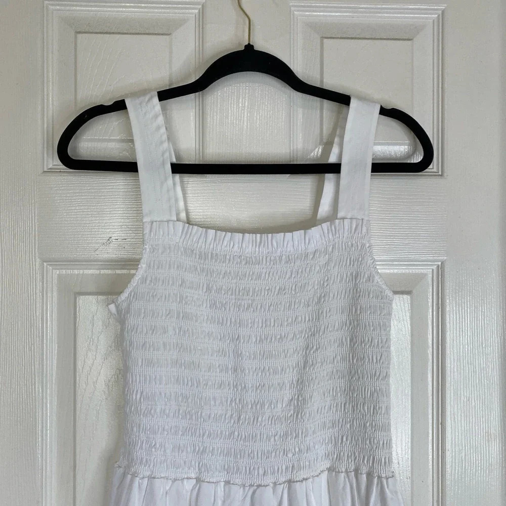 TROVATA Birds of Paradis Dolores Cotton Midi Dress Classic White Size Medium - Picture 6 of 11